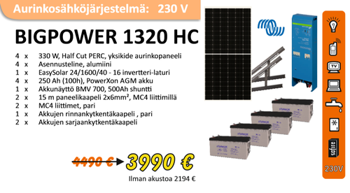 BigPower 1320 HC Aurinkosähköjärjestelmä 230V