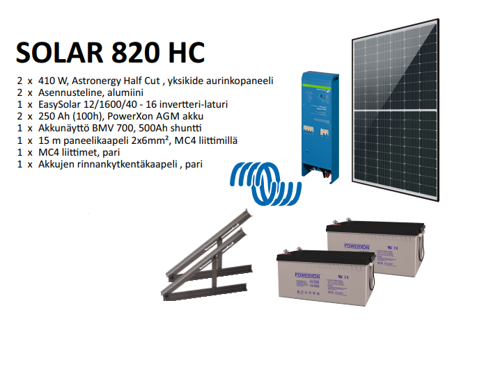 Solar 820 HC järjestelmä mökille (230V)